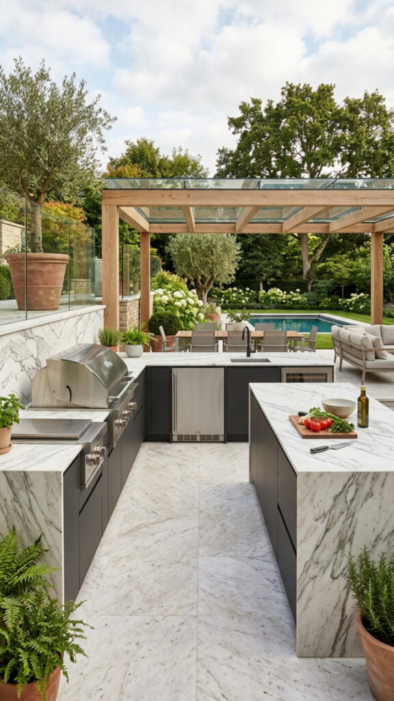 10. Marble Flooring for the Kitchen Zone