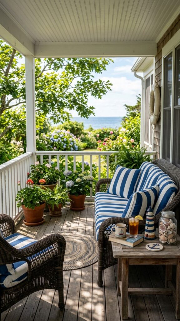 10. Add Blue and White Striped Cushions