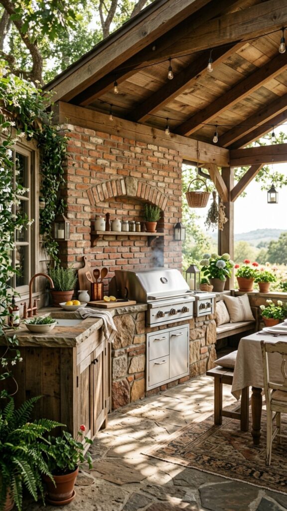 10. Add a Brick Backsplash Behind the Grill