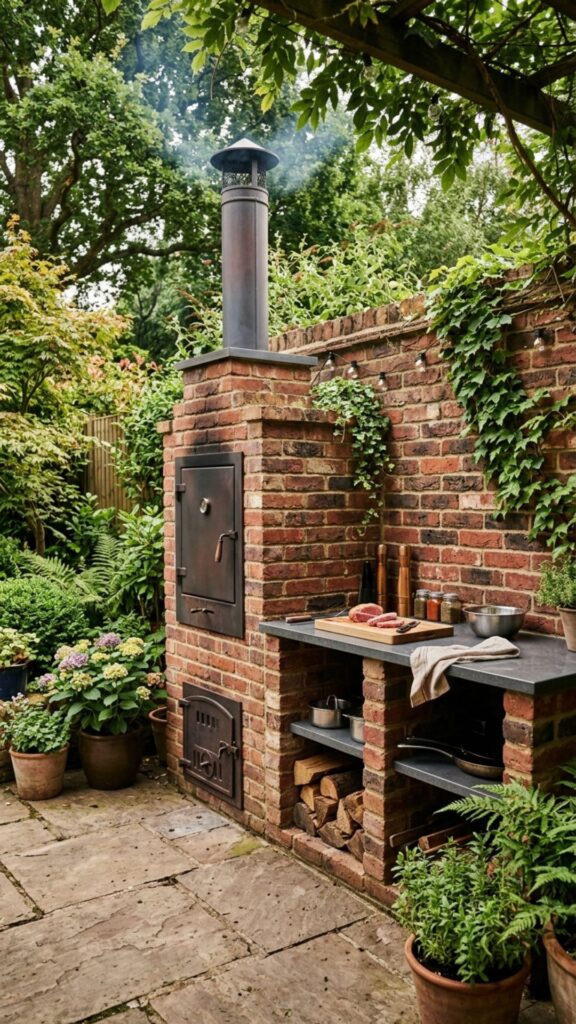 10. Brick Kitchen with a Built-In Smoker