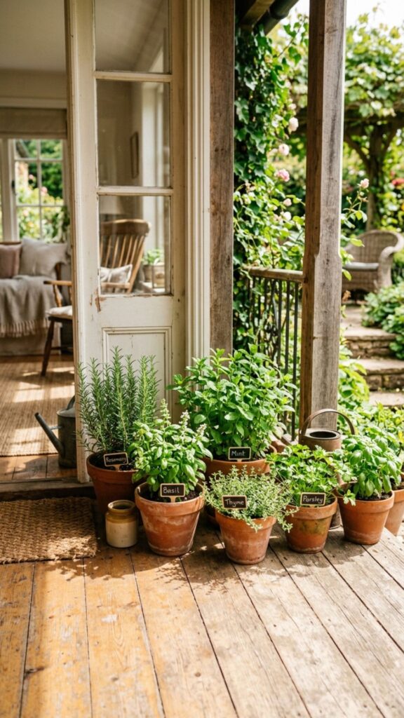10. Bring in Potted Herbs You Can Use
