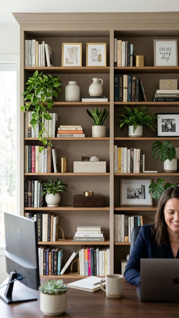 10. Build a Bookshelf Office Backdrop