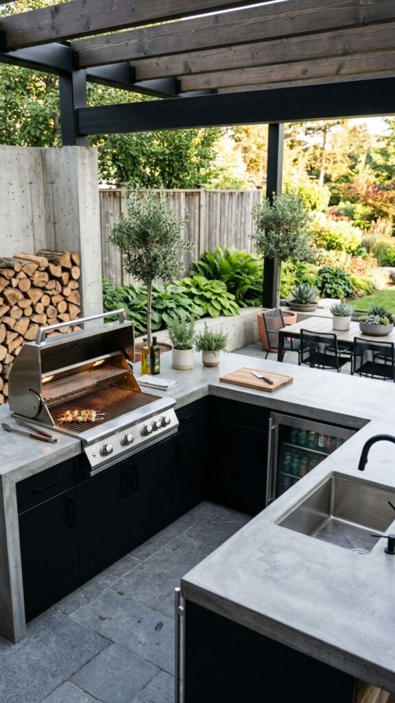 10. Concrete Countertops With Clean Lines