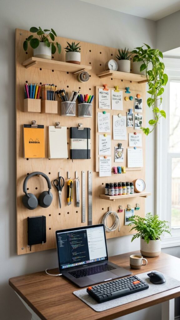 10. Create a Functional Pegboard Feature Wall