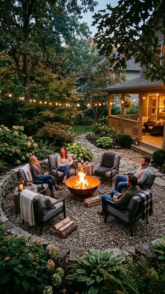 10. Create a Gravel Fire Pit Nook