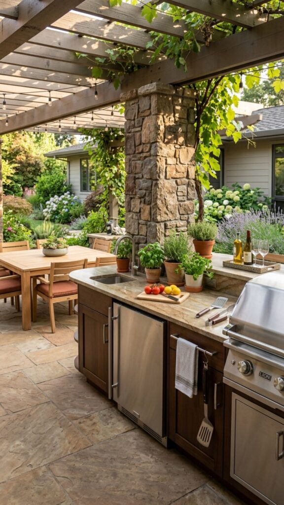 10. Create a Kitchen Around an Existing Patio Column