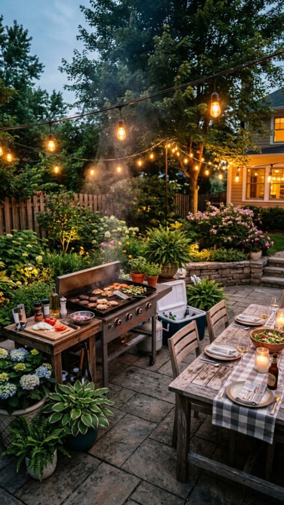 10. Hang String Lights for Evening Cooks