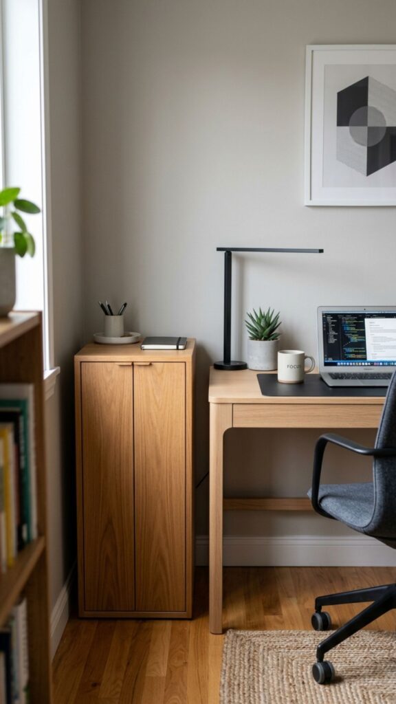 10. Hide Office Supplies Inside a Cabinet