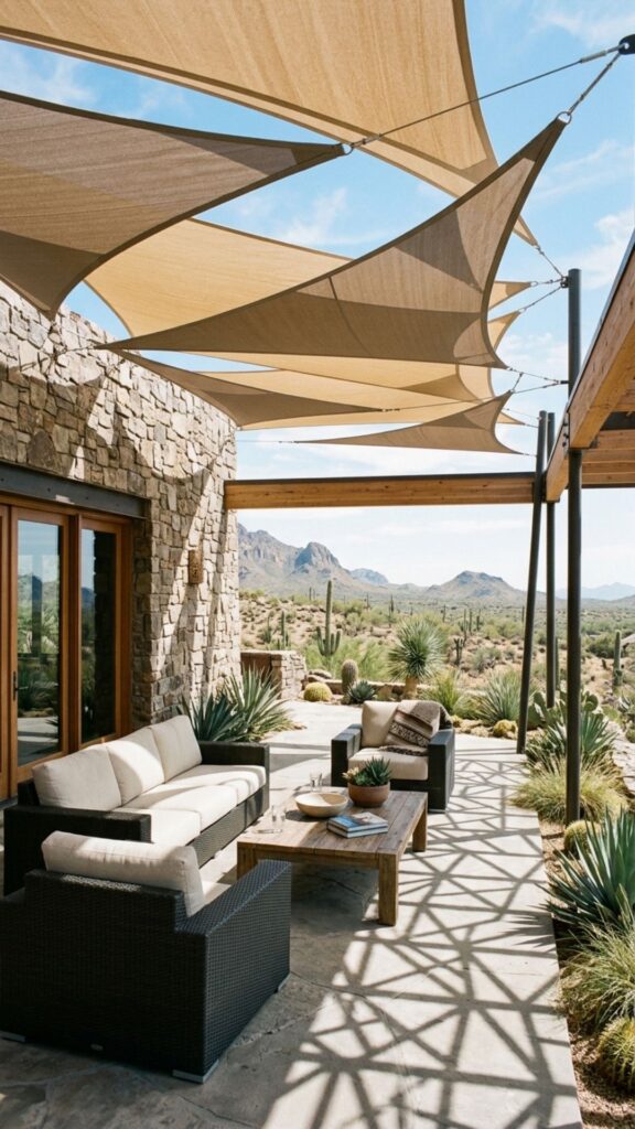 10. Incorporate Shade Sails Overhead