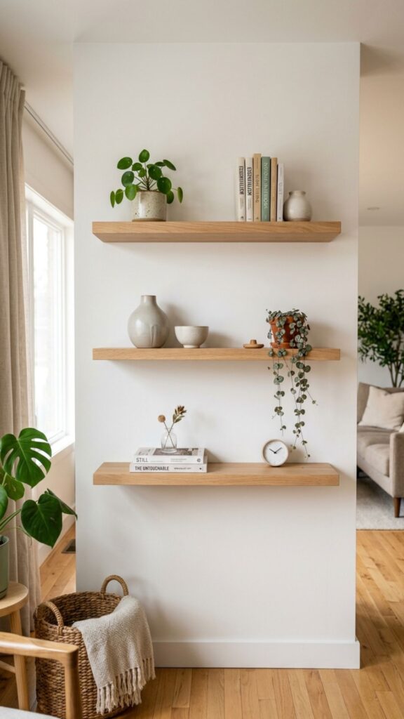 10. Install Floating Wood Shelves