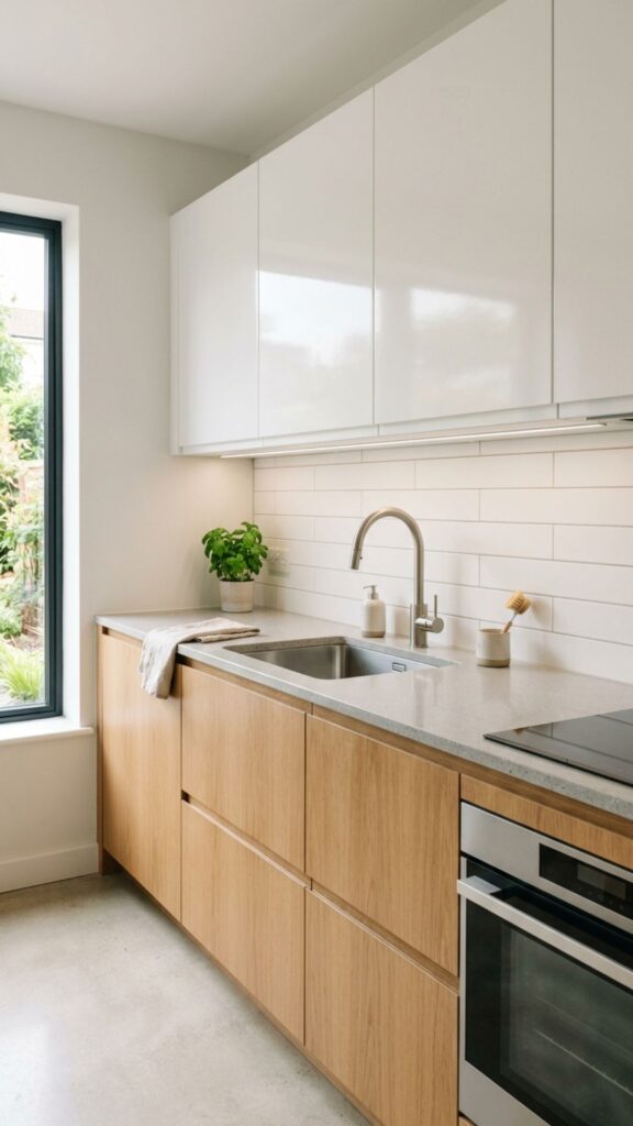 10. Minimalist Handle-Free Cabinets