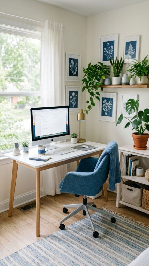10. Mix Blue With White for a Fresh Workspace