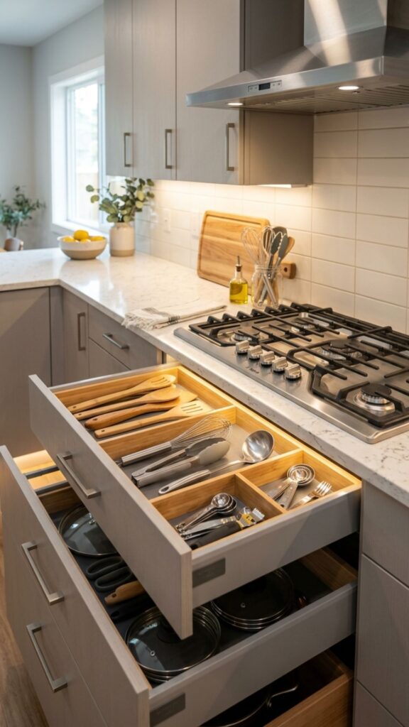 11. Add Cabinet Drawers for Cooking Utensils