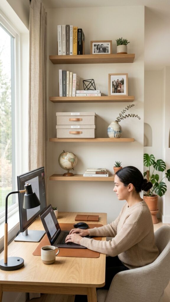 11. Add Floating Shelves for Vertical Storage