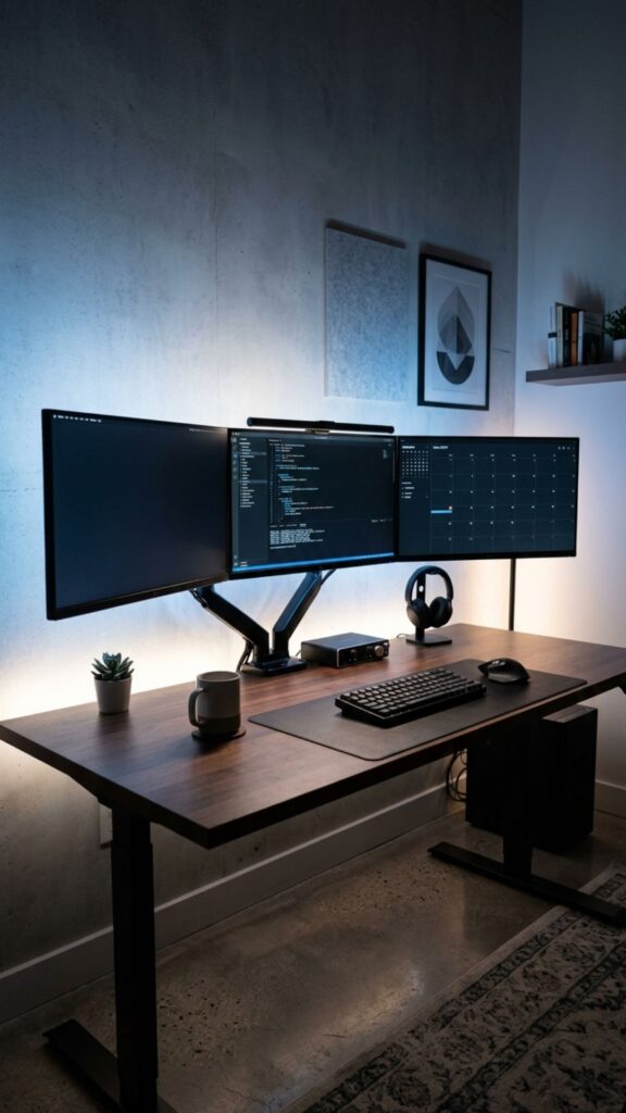 11. Add LED Backlighting Behind Your Monitors