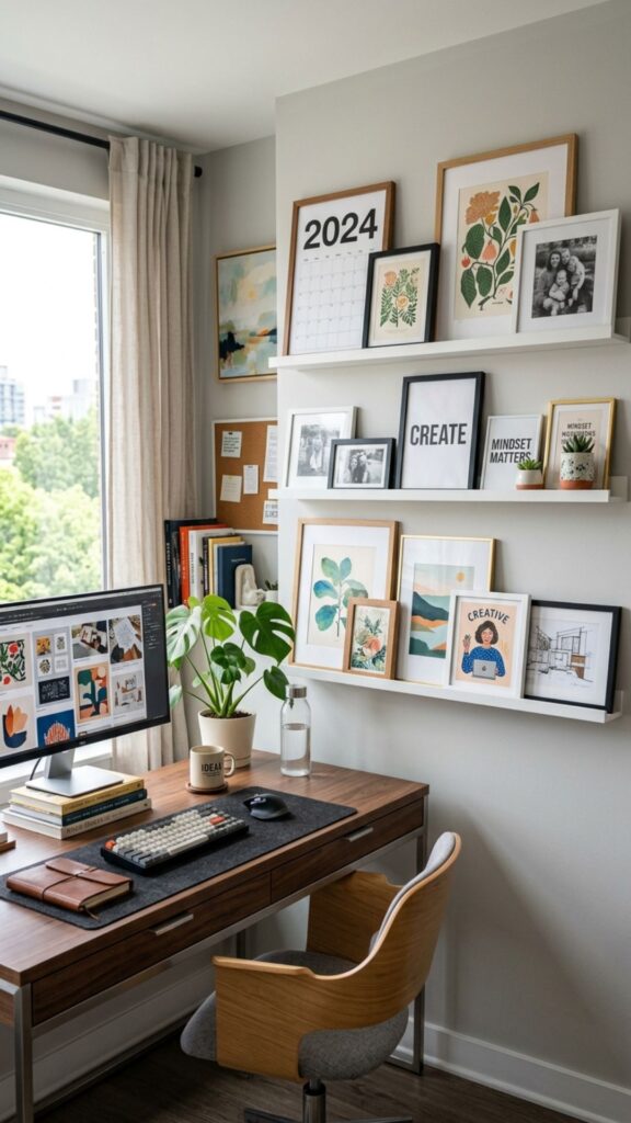 11. Add Picture Ledges for Flexible Office Art