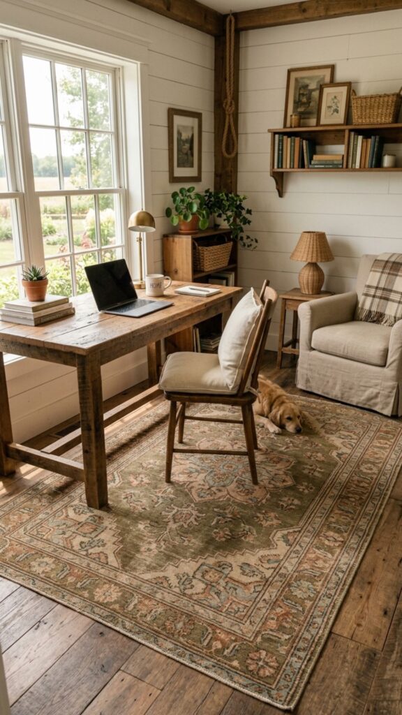 11. Add a Farmhouse Area Rug