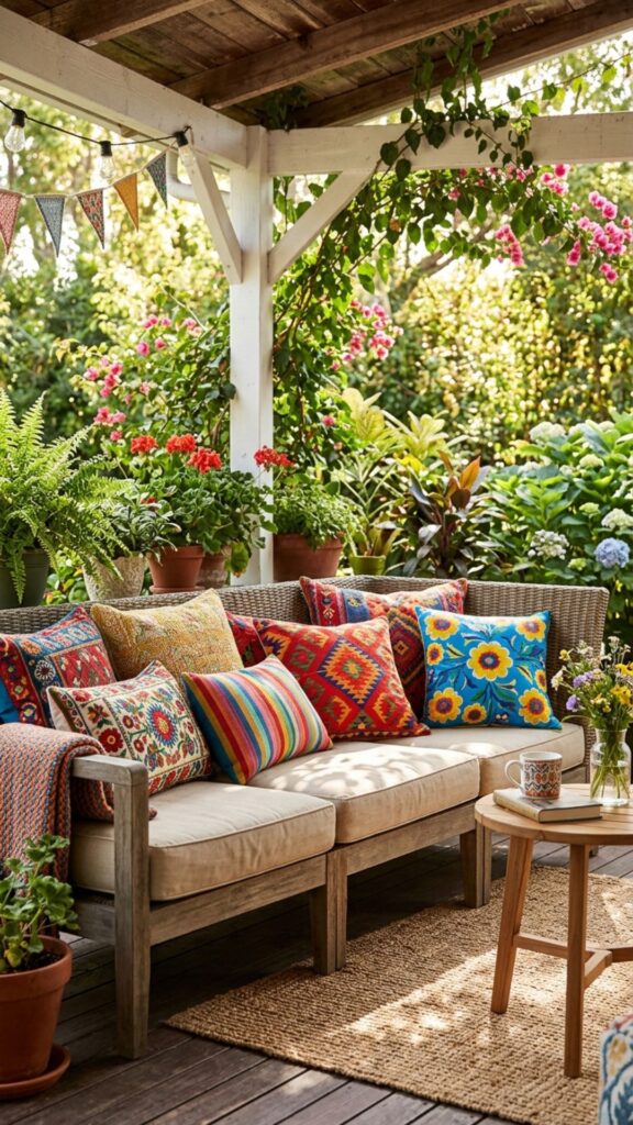 11. Add a Pop of Color with Festive Cushions