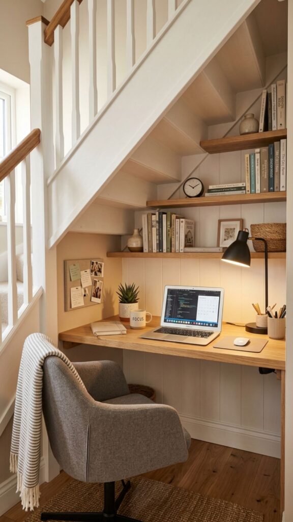 11. Build a Corner Office Under the Stairs