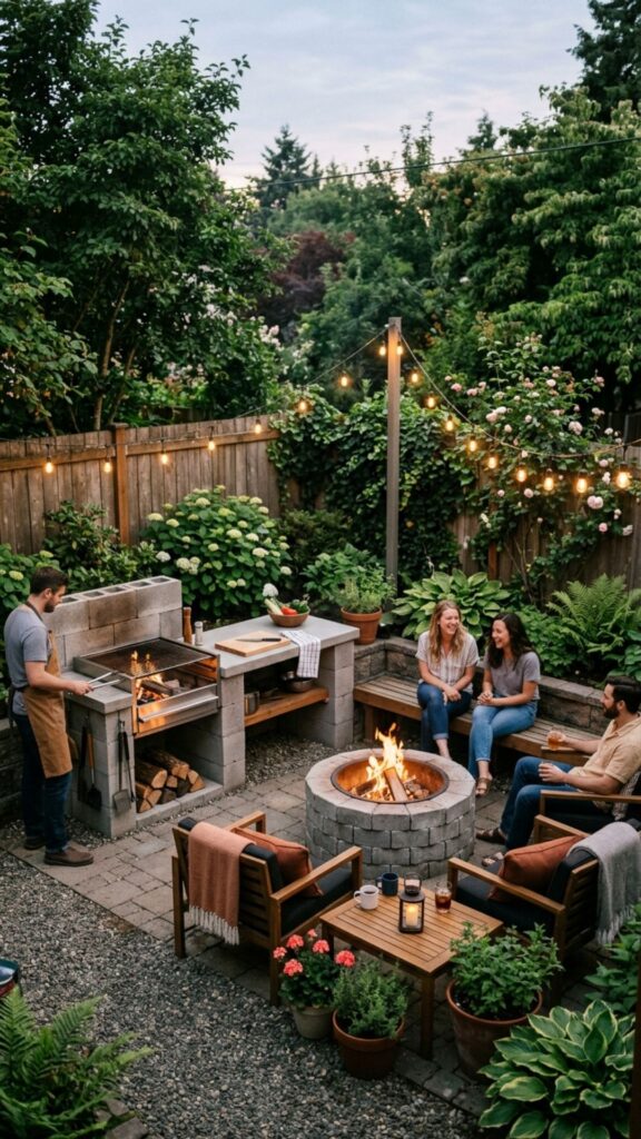 11. Build a Fire Pit and Kitchen Combo