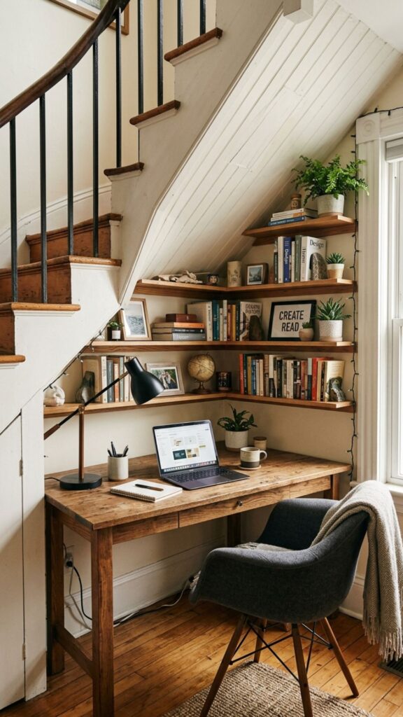 11. Build a Home Office Under the Stairs