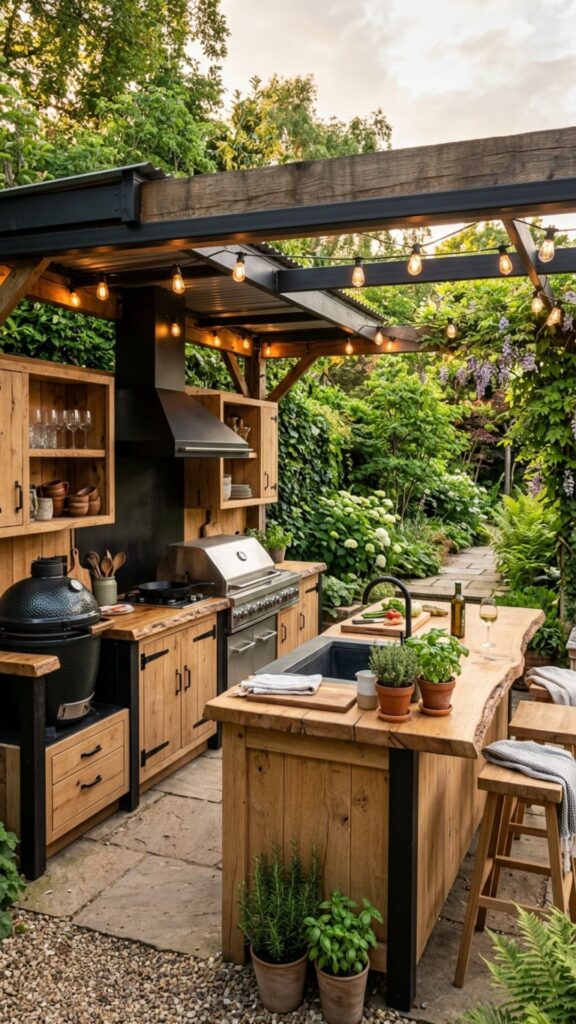 11. Combine Wood With Black Metal Details