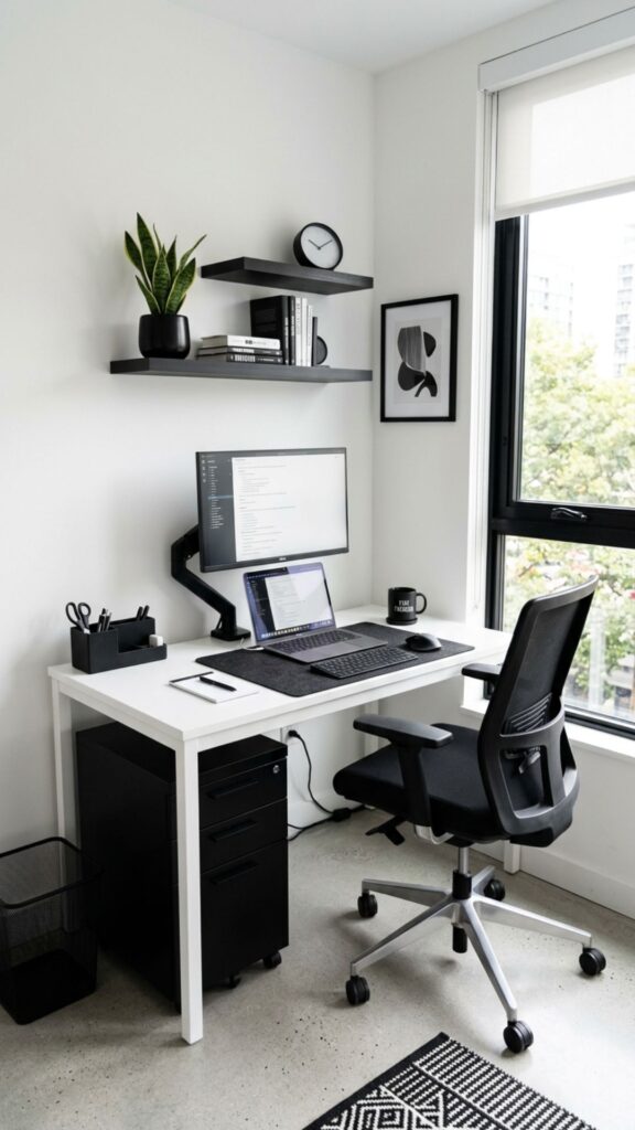 11. Create a Black and White Small Office Corner