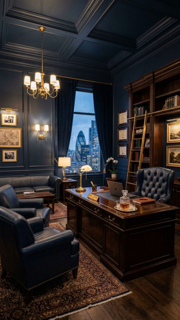 11. Create a Luxury Blue Office With Dark Tones