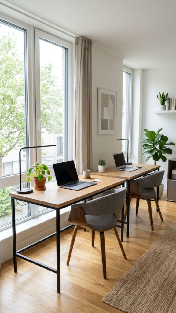 11. Create a Modern Minimalist Double Desk Office