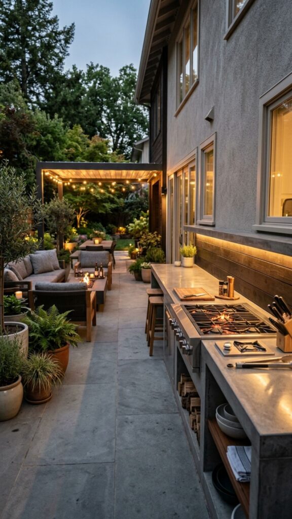 11. Extend Your Patio with a Concrete Countertop Run