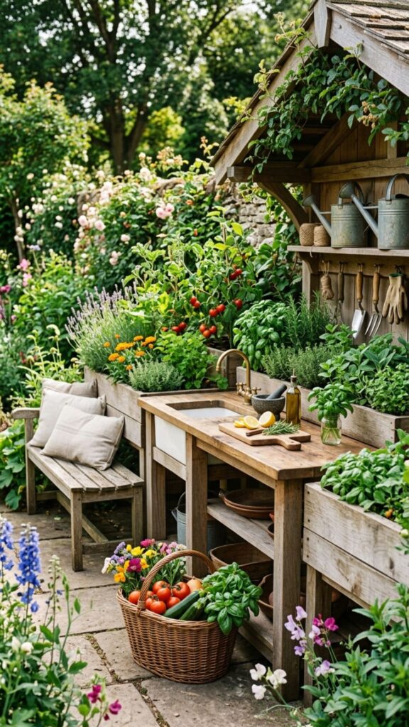 11. Garden-Integrated Herb Kitchen