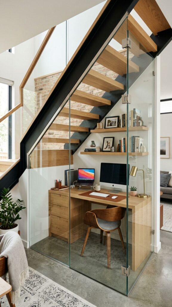 11. Glass Office Under the Stairs
