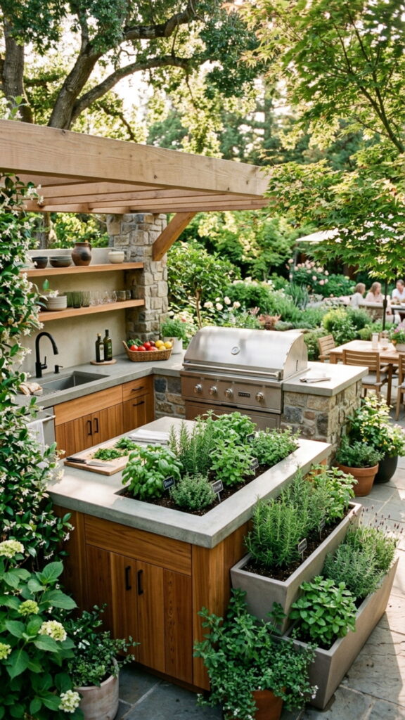 11. Green Kitchen with Built-In Herb Garden