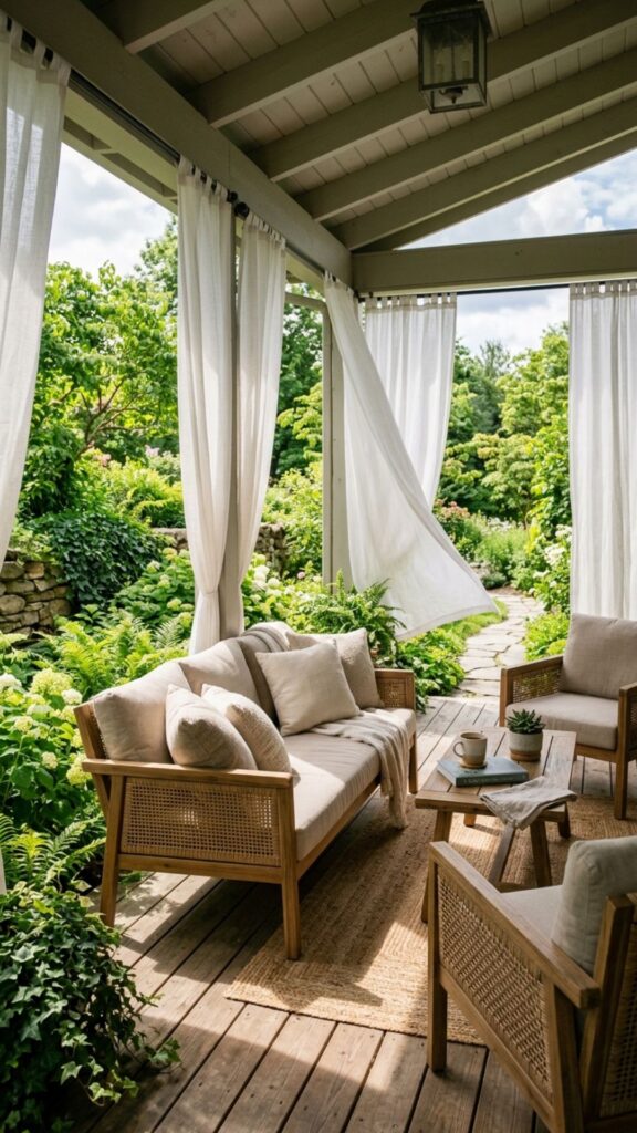 11. Hang Flowing Outdoor Curtains