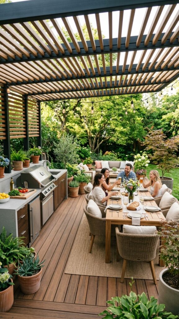 11. Incorporate Overhead Shade or a Pergola