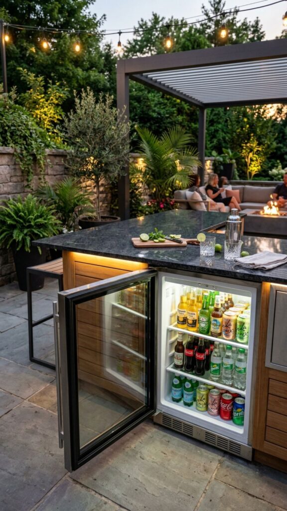 11. Incorporate a Built-In Beverage Fridge