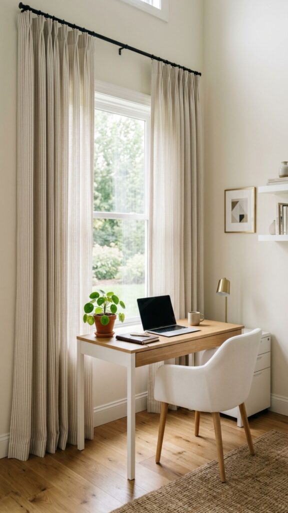 11. Introduce Subtle Striped Curtains