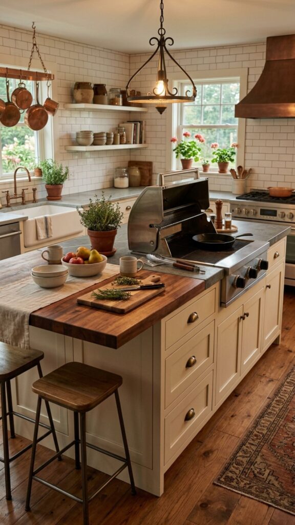 11. Mix Wood and Stone Countertops
