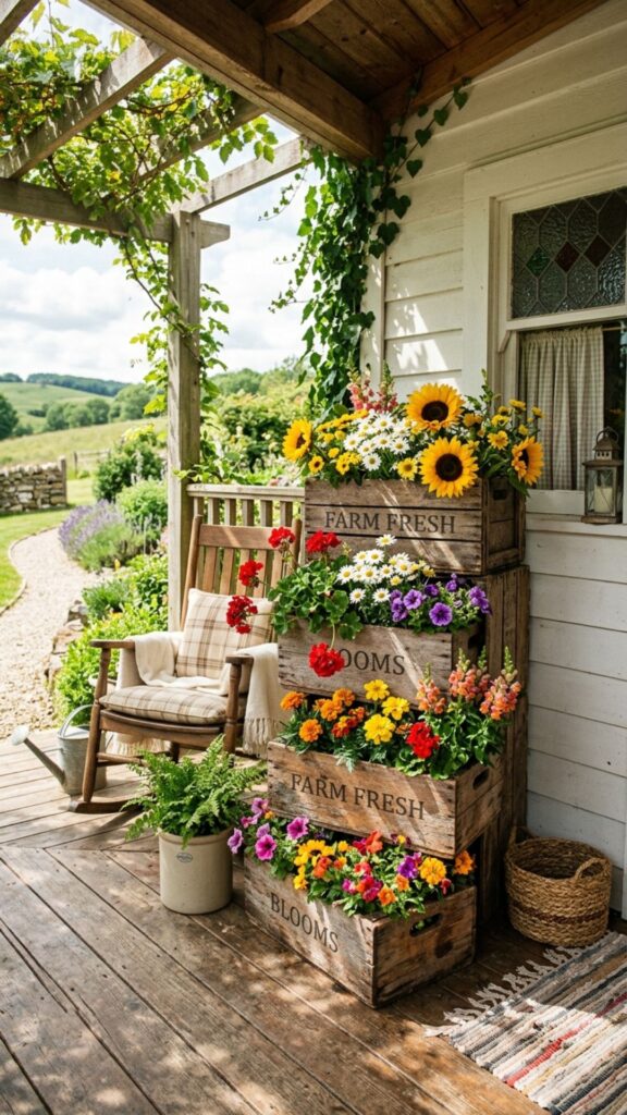 11. Rustic Wooden Crate Displays