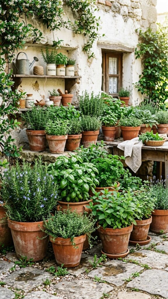 11. Set Up a Terracotta Herb Garden