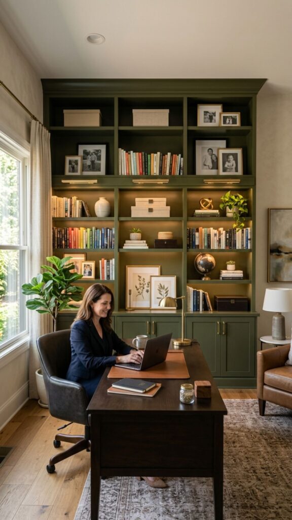 11. Turn Built-In Shelving Into the Accent Wall
