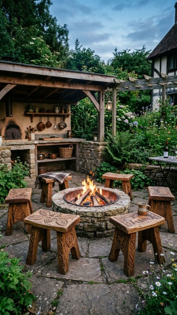 11. Use Carved Wooden Stools and Seating