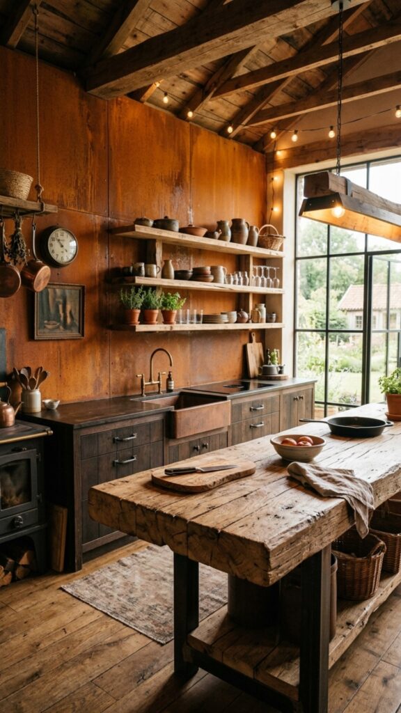 11. Weathered Steel and Timber Combo