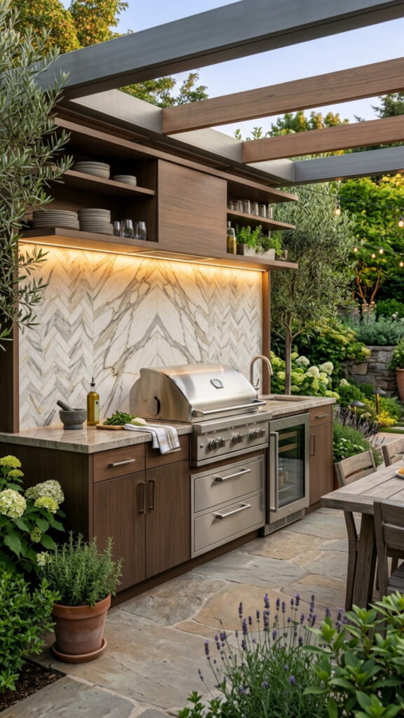 12. Marble Herringbone Backsplash