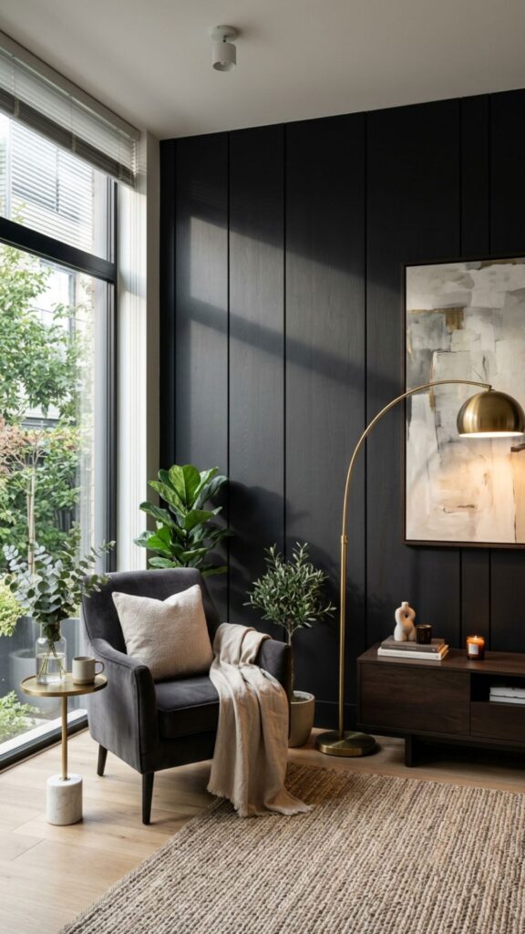 12. Add Black Wall Paneling