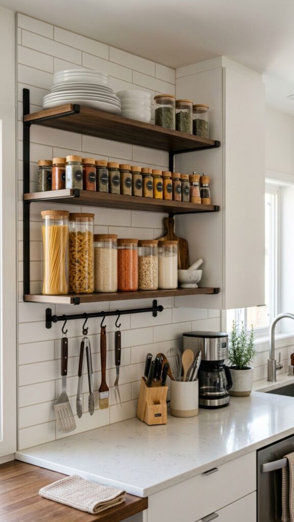 12. Add Vertical Storage With Open Shelves
