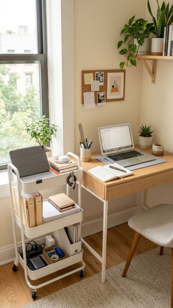12. Add a Slim Rolling Storage Cart