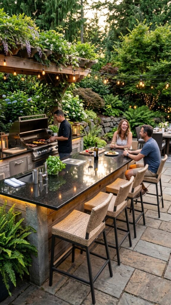 12. Build In Seating Along the Counter Edge