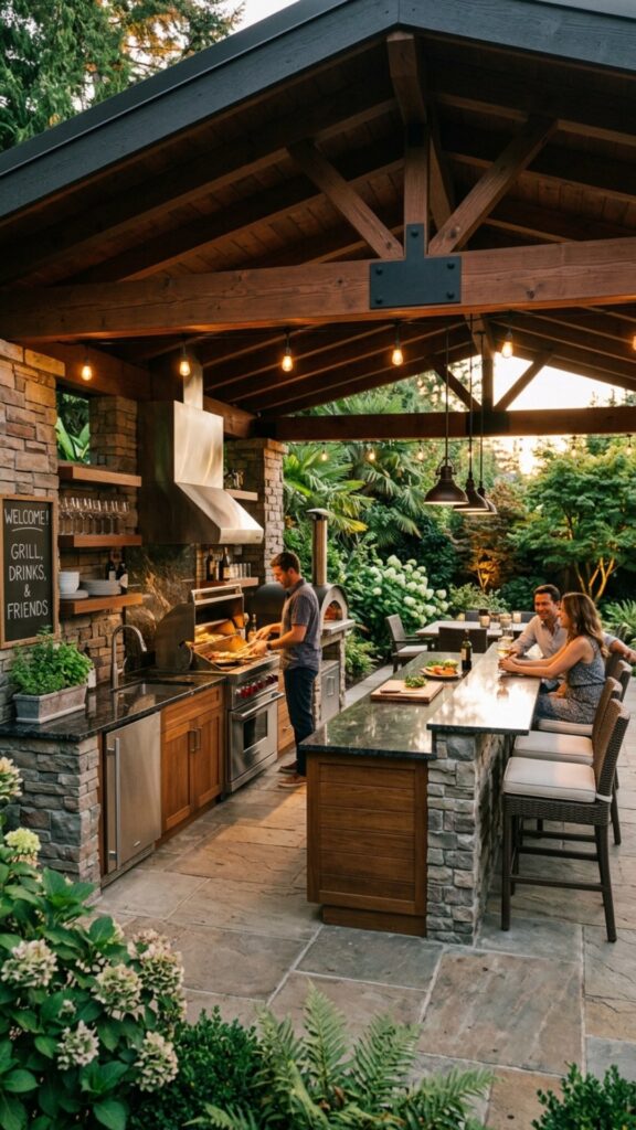 12. Build a Kitchen Under a Covered Patio