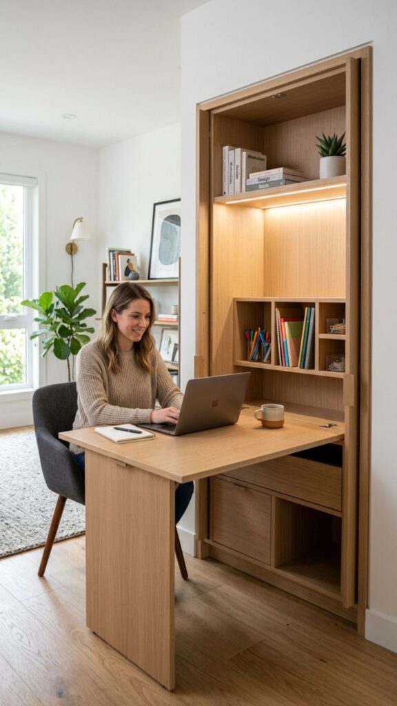 12. Create a Built-In Office With a Fold-Away Desk